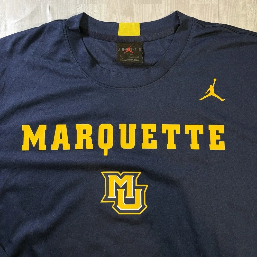 Jordan Elite Marquette University Long Sleeve Shirt Men's Size L Navy Blue